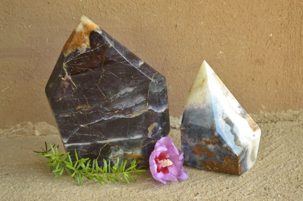 Polished Blue & Purple Fluorite Free Form Points x 2 From Uis, Namibia - TopRock