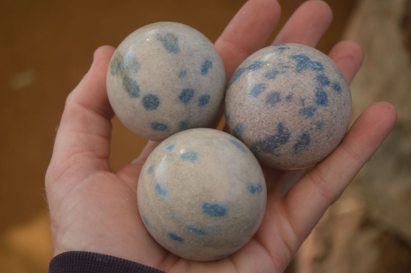 Polished Blue Spotted Spinel Quartz Spheres x 8 From Madagascar - Toprock Gemstones and Minerals 