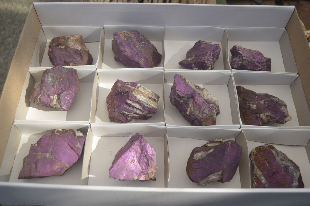 Natural Metallic Purpurite Cobbed Specimens A Grade x 12 From Erongo, Namibia - Toprock Gemstones and Minerals 