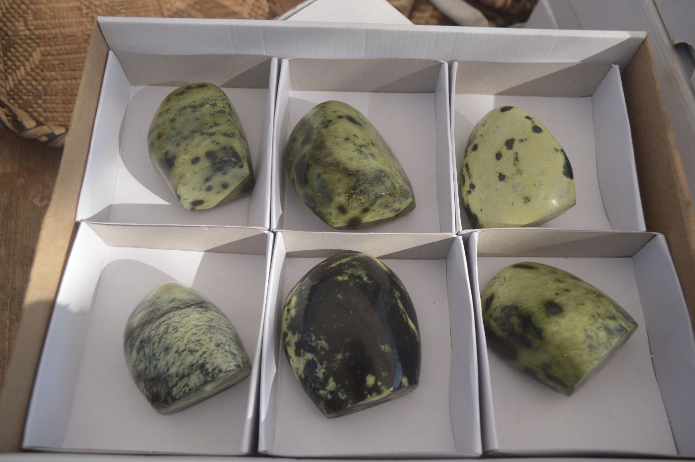 Polished Leopard Stone Standing Free Forms x 6 From Zimbabwe - Toprock Gemstones and Minerals 