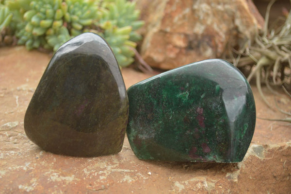 Polished Fluorescent Ruby Corundum In Chrome Verdite Free Forms x 6 From Zimbabwe - TopRock