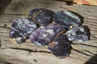 Polished Semi Translucent Watermelon Fluorite Free Forms  x 6 From Uis, Namibia - Toprock Gemstones and Minerals 