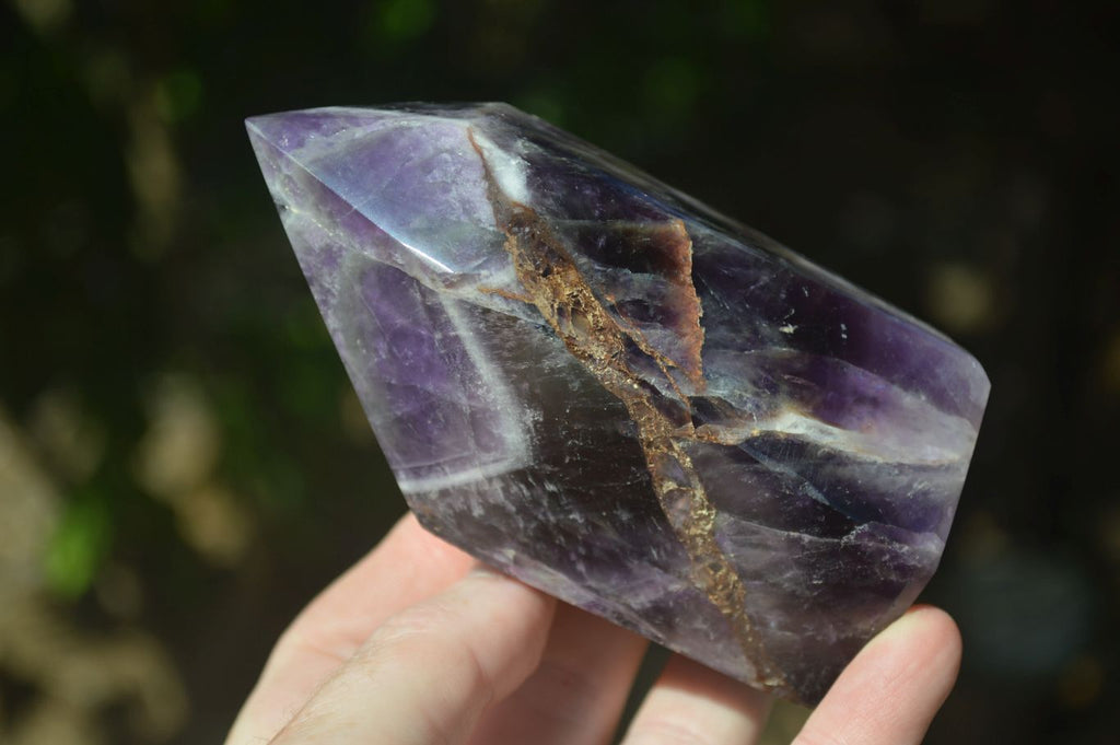 Polished Dark Chevron Amethyst Points  x 2 From Zambia - Toprock Gemstones and Minerals 