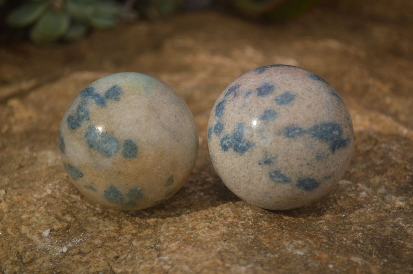Polished Blue Spotted Spinel Quartz Spheres x 8 From Madagascar - Toprock Gemstones and Minerals 