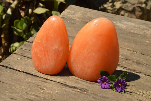 Polished Orange Twist Calcite Standing Free Forms  x 2 From Madagascar - TopRock