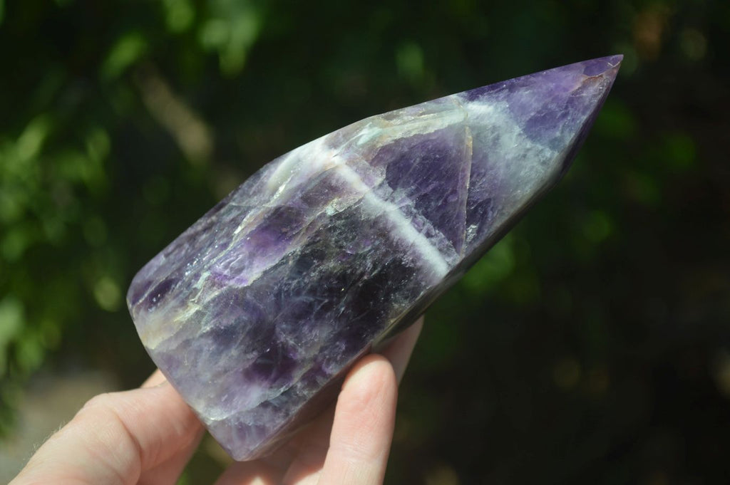 Polished Dark Chevron Amethyst Points  x 2 From Zambia - Toprock Gemstones and Minerals 