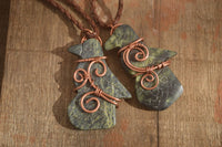 Polished  Copper Wire Wrapped Soapstone Eagle Pendants x 6 From Zimbabwe - Toprock Gemstones and Minerals 