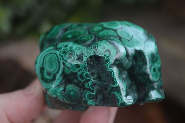 Polished Flower Banded Malachite Free Forms  x 3 From Congo - Toprock Gemstones and Minerals 