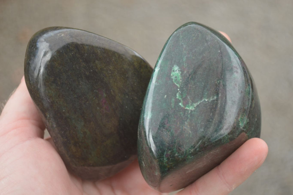 Polished Fluorescent Ruby Corundum In Chrome Verdite Free Forms x 6 From Zimbabwe - TopRock