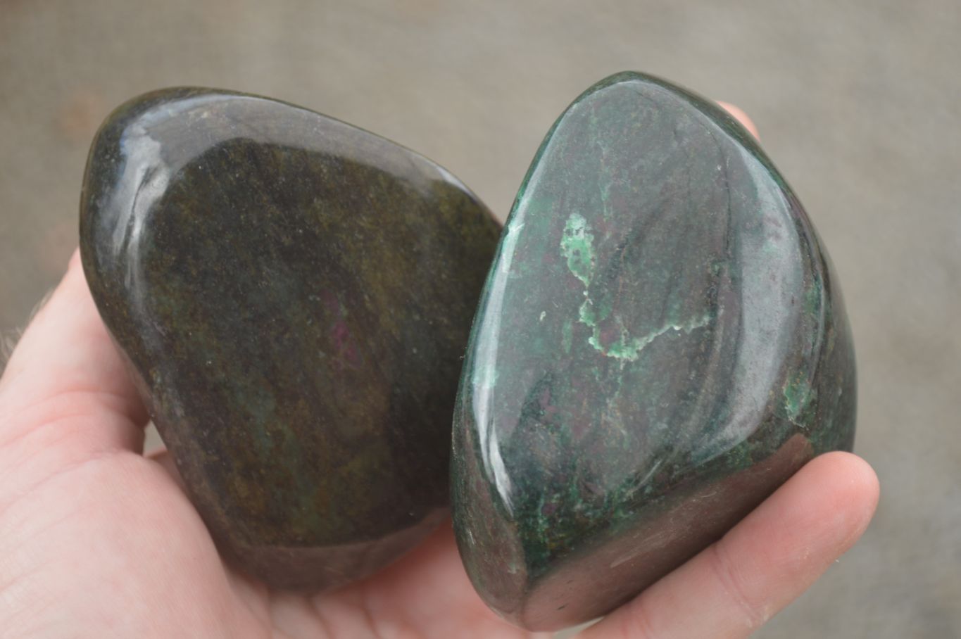 Polished Fluorescent Ruby Corundum In Chrome Verdite Free Forms x 6 From Zimbabwe - TopRock