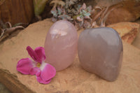 Polished Pink Rose Quartz Standing Free Forms x 2 From Ambatondrazaka, Madagascar - TopRock