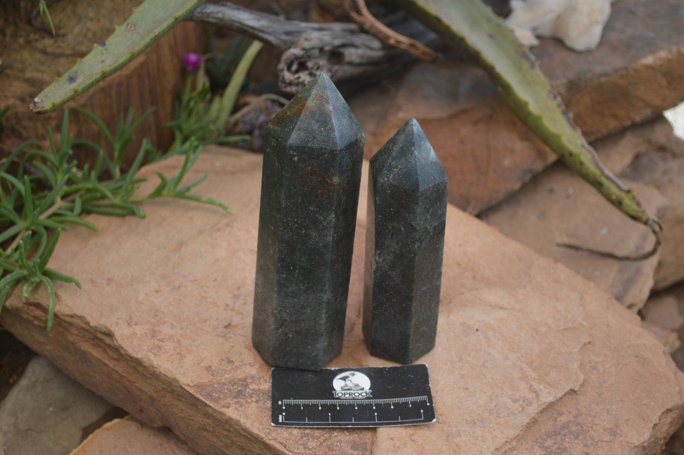 Polished Green Fuchsite Quartz Points  x 2 From Madagascar - Toprock Gemstones and Minerals 