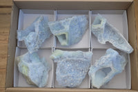 Natural Etched Blue Chalcedony Specimens  x 6 From Nsanje, Malawi - Toprock Gemstones and Minerals 