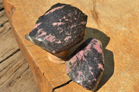 Polished Half Polished Pink & Black Rhodonite Free Forms x 5 From Ambindavato, Madagascar - TopRock