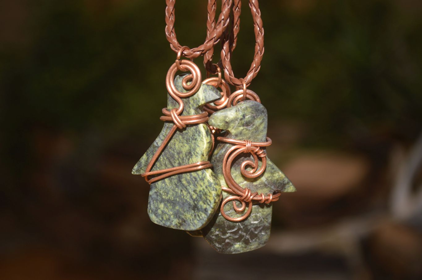 Polished  Copper Wire Wrapped Soapstone Eagle Pendants x 6 From Zimbabwe - Toprock Gemstones and Minerals 