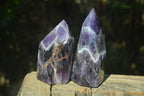 Polished Dark Chevron Amethyst Points  x 2 From Zambia - Toprock Gemstones and Minerals 