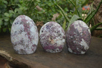 Polished Pink Rubellite Tourmaline In Feldspar & Quartz Matrix Standing Free Forms x 3 From Madagascar - Toprock Gemstones and Minerals 