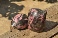 Polished Half Polished Pink & Black Rhodonite Free Forms x 5 From Ambindavato, Madagascar - TopRock
