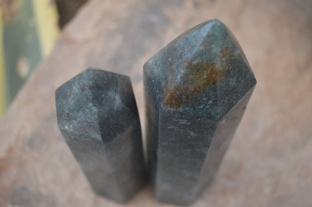 Polished Green Fuchsite Quartz Points  x 2 From Madagascar - Toprock Gemstones and Minerals 