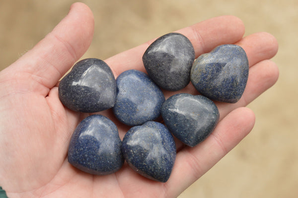 Polished Small Selected Colour Blue Lazulite Hearts  x 35 From Madagascar - TopRock