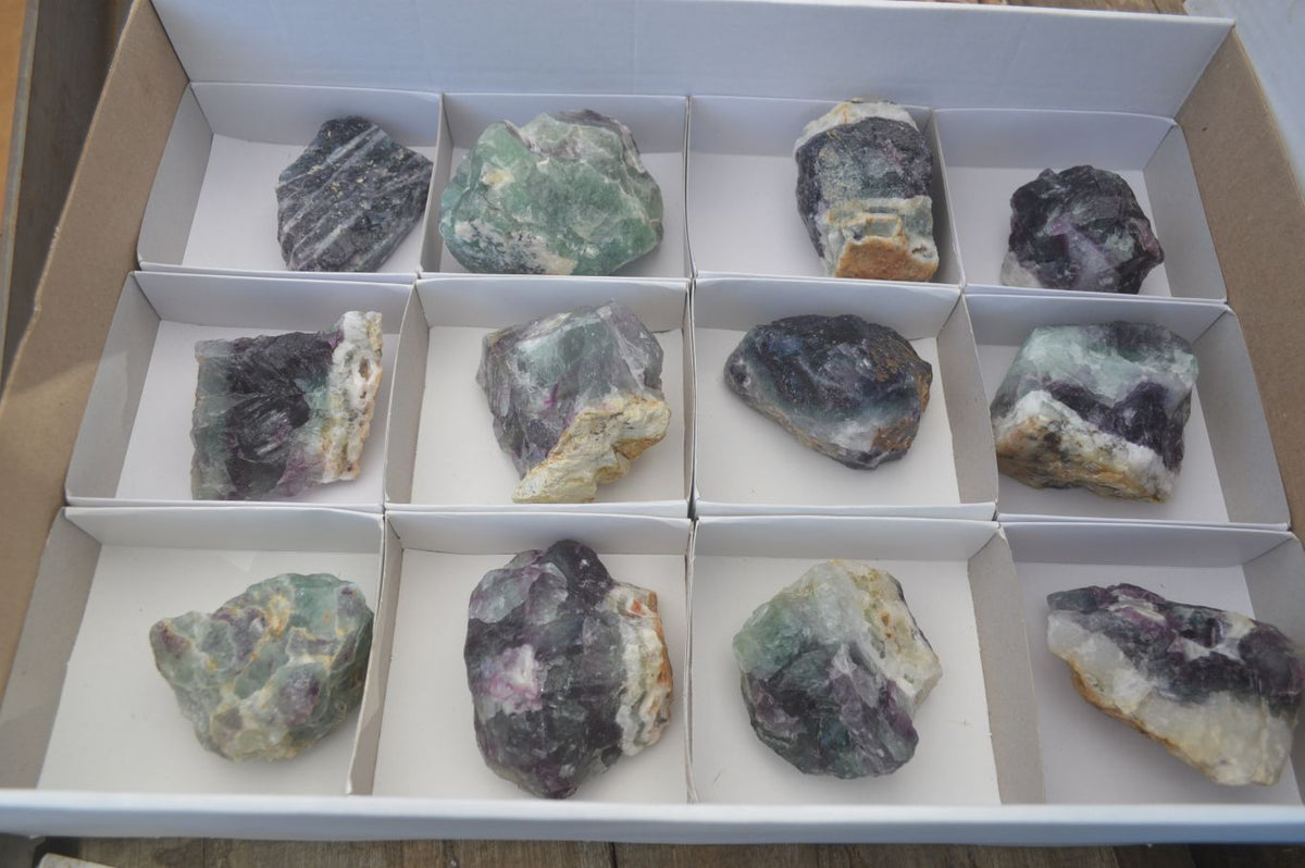 Natural Rough Watermelon Fluorite Cobbed Specimens x 12 From Uis, Namibia - Toprock Gemstones and Minerals 