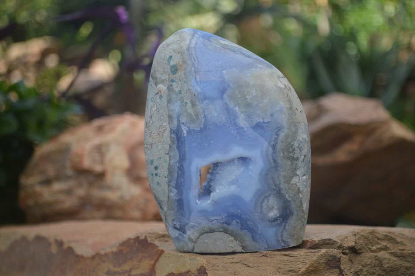 Polished Blue Lace Agate Standing Free Forms  x 2 From Nsanje, Malawi - Toprock Gemstones and Minerals 