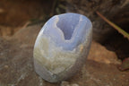 Polished Blue Lace Agate Standing Free Forms x 2 From Nsanje, Malawi - Toprock Gemstones and Minerals 