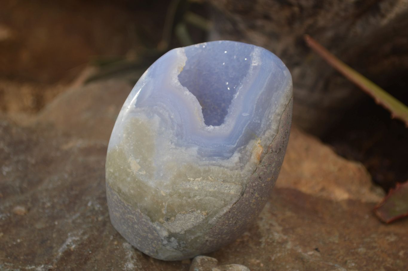 Polished Blue Lace Agate Standing Free Forms x 2 From Nsanje, Malawi - Toprock Gemstones and Minerals 