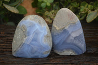 Polished Blue Lace Agate Standing Free Forms  x 2 From Nsanje, Malawi - Toprock Gemstones and Minerals 