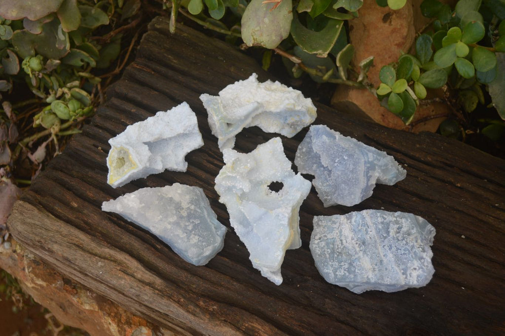 Natural Etched Blue Chalcedony Specimens  x 6 From Nsanje, Malawi - Toprock Gemstones and Minerals 