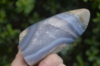 Polished Blue Lace Agate Standing Free Forms  x 2 From Nsanje, Malawi - Toprock Gemstones and Minerals 