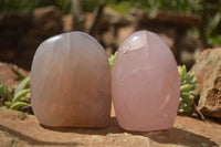 Polished Pink Rose Quartz Standing Free Forms x 2 From Ambatondrazaka, Madagascar - TopRock