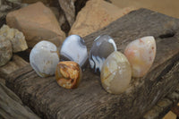 Polished Mixed Agate Standing Free Forms  x 6 From Madagascar