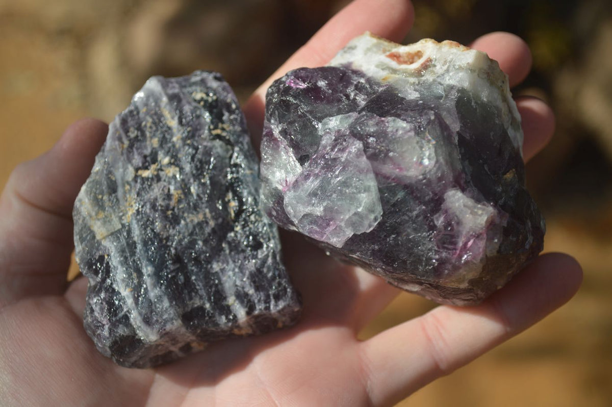 Natural Rough Watermelon Fluorite Cobbed Specimens x 12 From Uis, Namibia - Toprock Gemstones and Minerals 