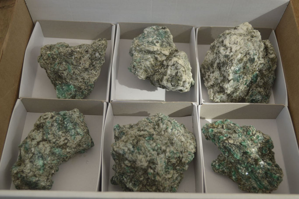 Natural Rare Emerald Mica In Matrix Cobbed Specimens x 6 From Mutoko, Zimbabwe - Toprock Gemstones and Minerals 