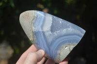 Polished Blue Lace Agate Standing Free Forms  x 2 From Nsanje, Malawi - Toprock Gemstones and Minerals 