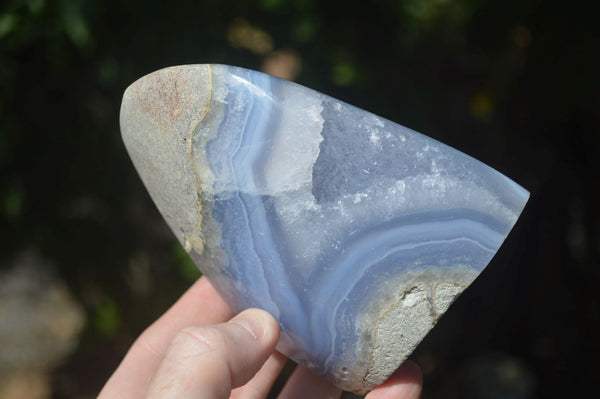 Polished Blue Lace Agate Standing Free Forms  x 2 From Nsanje, Malawi - Toprock Gemstones and Minerals 