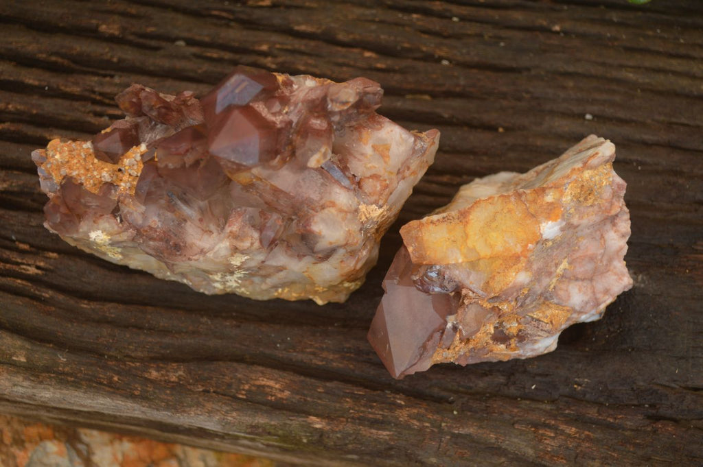 Natural Red Hematoid Phantom Quartz Specimens x 2 From Karoi, Zimbabwe - Toprock Gemstones and Minerals 