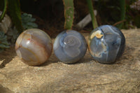 Polished Agate Spheres x 3 From Madagascar - Toprock Gemstones and Minerals 