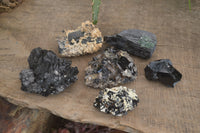 Natural Schorl Black Tourmaline Specimens x 6 From Erongo, Namibia - Toprock Gemstones and Minerals 