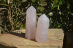 Polished Gemmy Rose Quartz Points x 2 From Antsirabe, Madagascar - Toprock Gemstones and Minerals 
