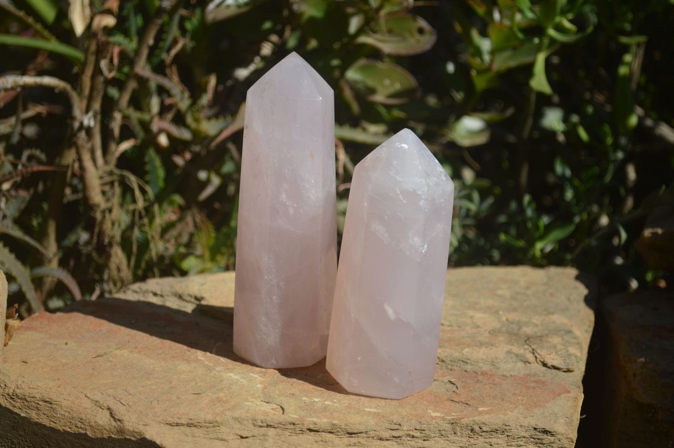Polished Gemmy Rose Quartz Points x 2 From Antsirabe, Madagascar - Toprock Gemstones and Minerals 