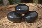 Polished Black Basalt Palm Stones x 12 From Madagascar - Toprock Gemstones and Minerals 