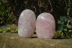 Polished Pink Rose Quartz Standing Free Forms x 2 From Antsirabe, Madagascar - Toprock Gemstones and Minerals 