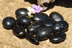 Polished Schorl Black Tourmaline Palm Stones  x 12 From Madagascar - TopRock