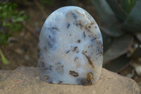 Polished Banded Agate Standing Free Forms  x 3 From West Coast, Madagascar - Toprock Gemstones and Minerals 