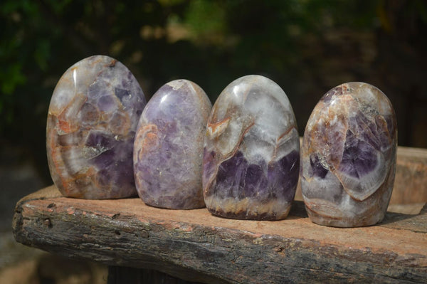 Polished Dream Amethyst Standing Free Forms  x 4 From Madagascar - Toprock Gemstones and Minerals 