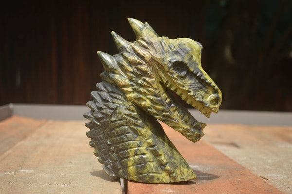 Polished Leopard Stone Dragon Head Sculpture  x 1 From Zimbabwe - TopRock