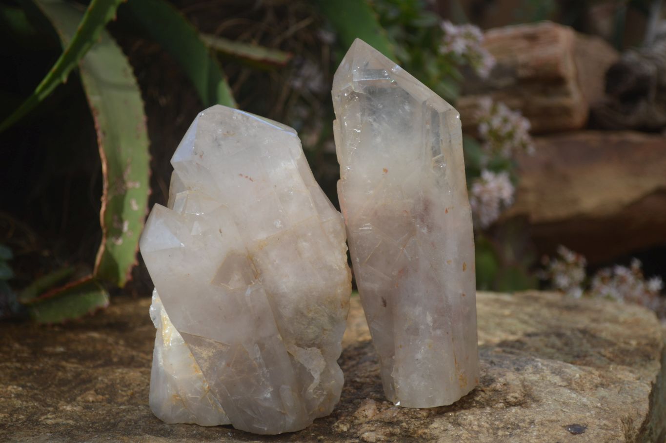 Natural Semi Polished Quartz Crystals x 2 From Angola - Toprock Gemstones and Minerals 