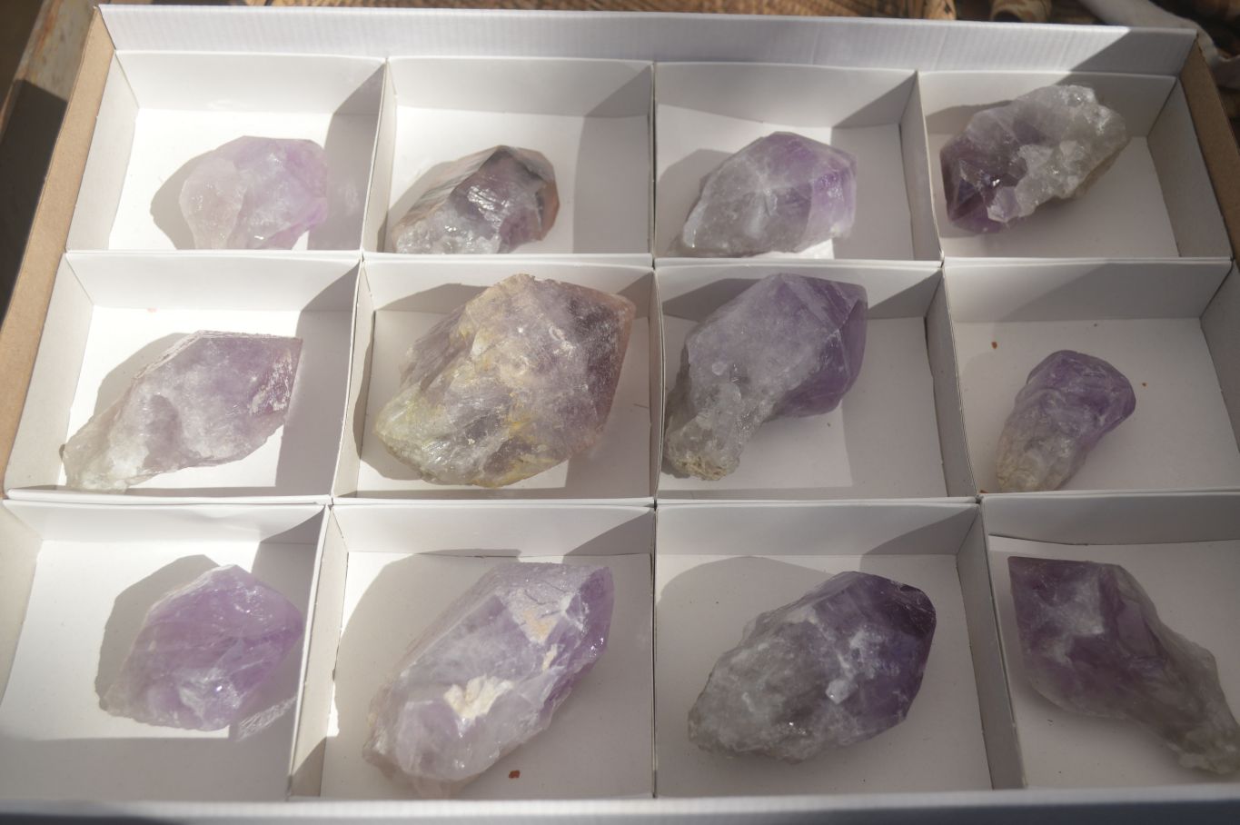 Natural Single Jacaranda Amethyst Crystals x 12 From Mumbwe, Zambia - Toprock Gemstones and Minerals 